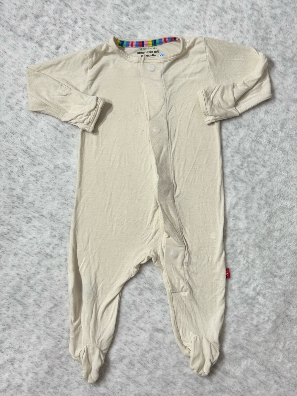 Magnetic Me Cream Ivory Footie Sleeper 0-3M Baby Modal Neutral Solid Minimalist